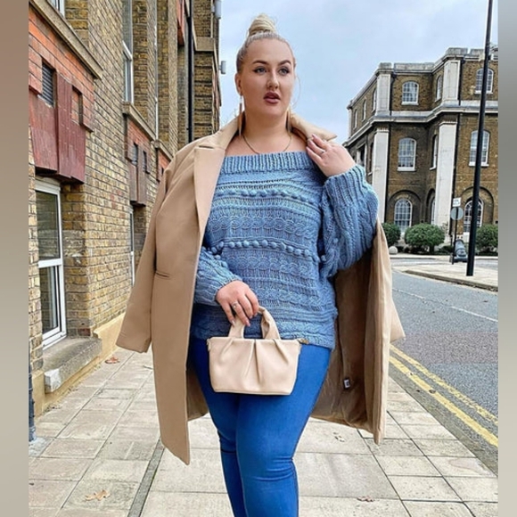 Hoping For Love Off Shoulder Sweater - Blue, NWT AMAZING - Picture 3 of 7